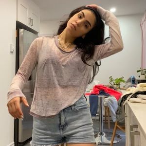 mesh see through lightweight extremely soft comfy long sleeve maroon shirt